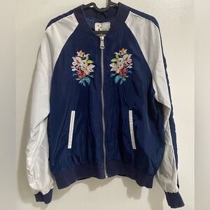 Track Floral Embroidered Bomber Jacket